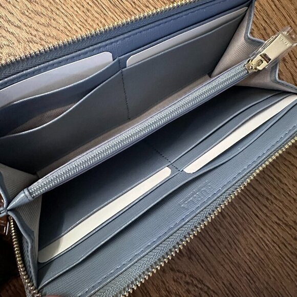 NWT！NEW！Furla L-Zip Long Wallet -Women Soffiano Leather -Blue Tempesta/Authentic - Picture 5 of 6